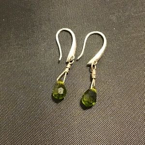 Green crystal drops with sterling silver hooks